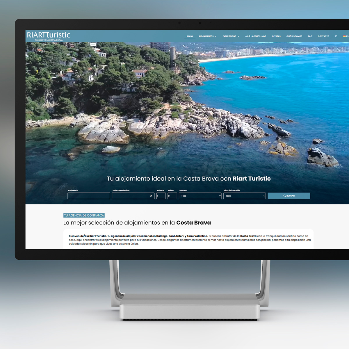 Website de la agencia de alquiler vacacional Finques Riart, con la integración del motor de reservas de Net2Rent . Actualmente online en https://www.riartturistic.com/